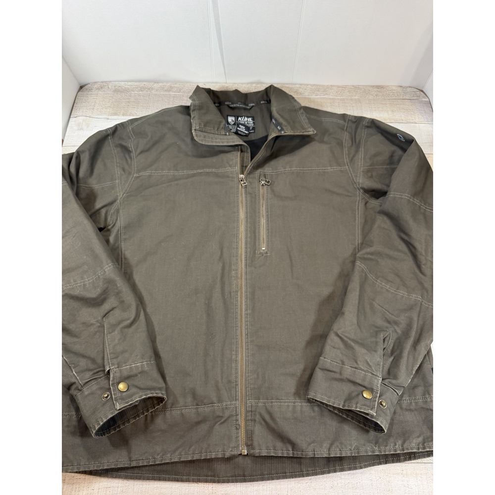 Kuhl Burr Mens XL Brown Canvas Fleece Lined Full Zip Jacket Outdoor Workwear